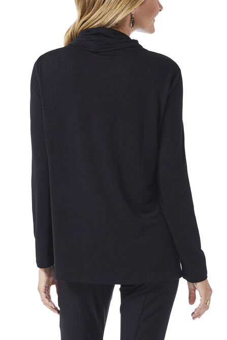 Long Sleeve Cowl Neck Top,  Black view# 2