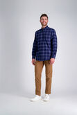Long Sleeve Flannel Plaid Shirt, BLUE view# 3