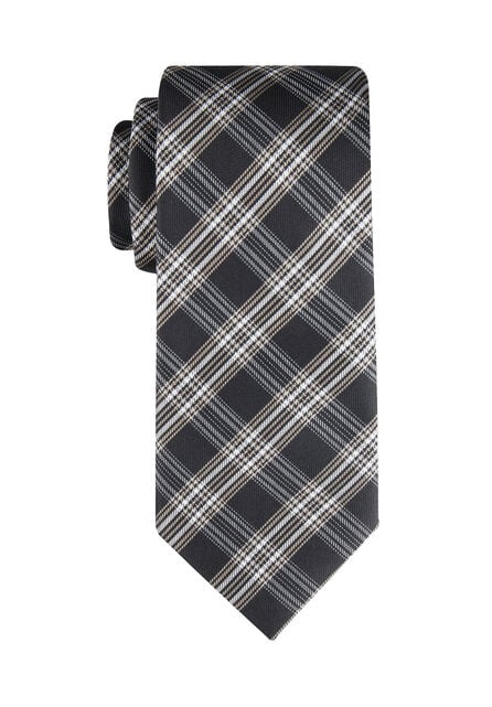 Fine Plaid Tie, Black