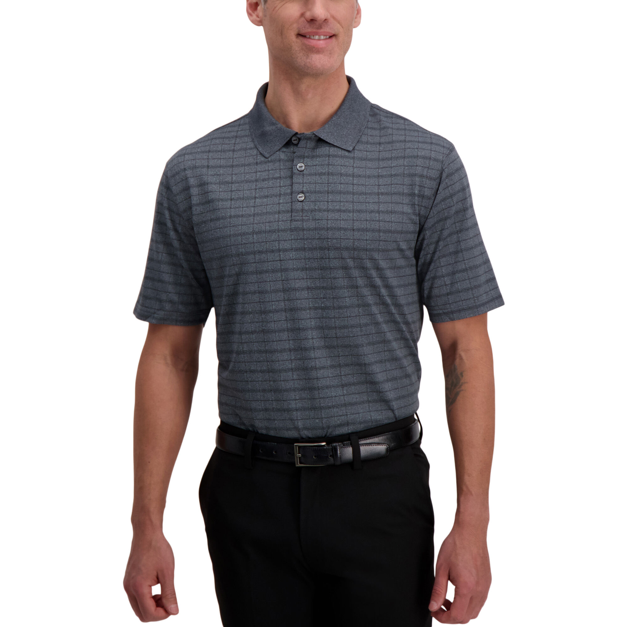 Haggar Grid Marl Golf Polo Black Marl (027049 Clothing Shirts & Tops) photo