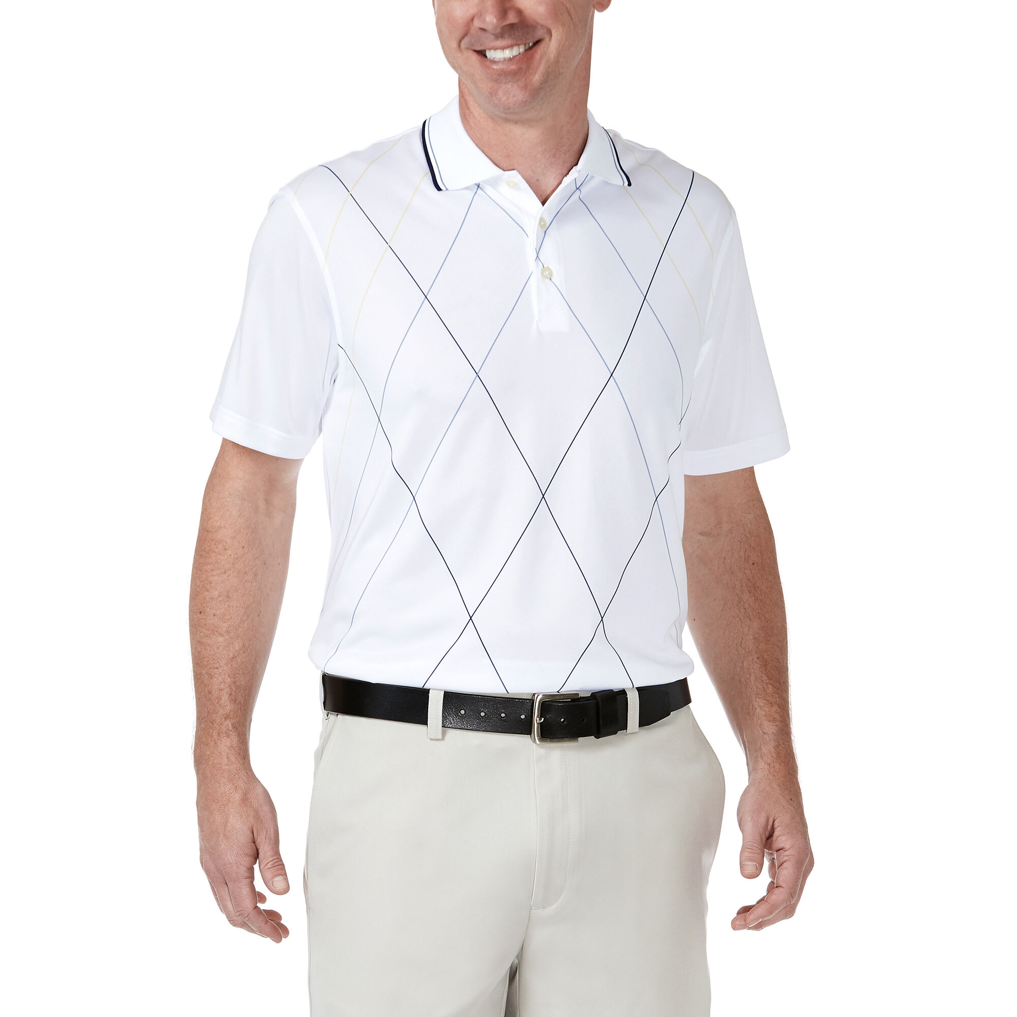 Haggar Argyle Print Shirt White (HGZKS6151 Clothing Shirts & Tops) photo