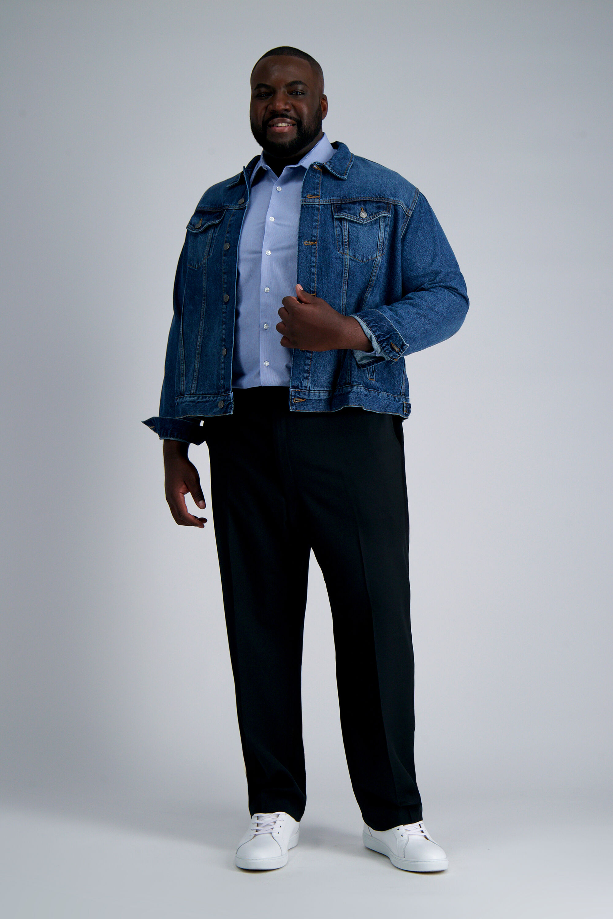 Smart Wash® Tall Dress Shirt - Indigo Stripe