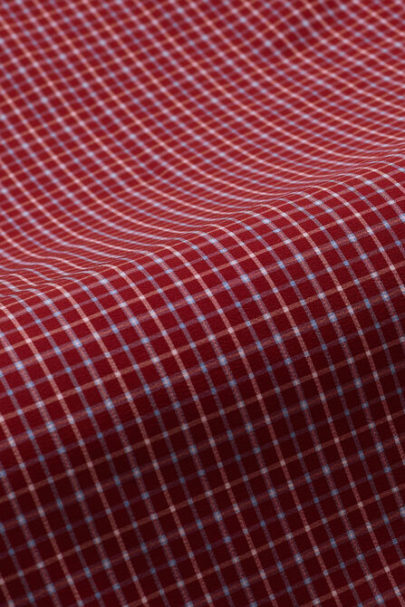 Smart Wash&trade; Dress Shirt - Dark Red Check, Red view# 5