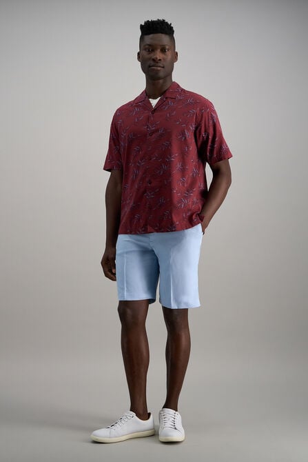 Short Sleeve Tropical Camp Shirt, Heather Burgundy view# 3