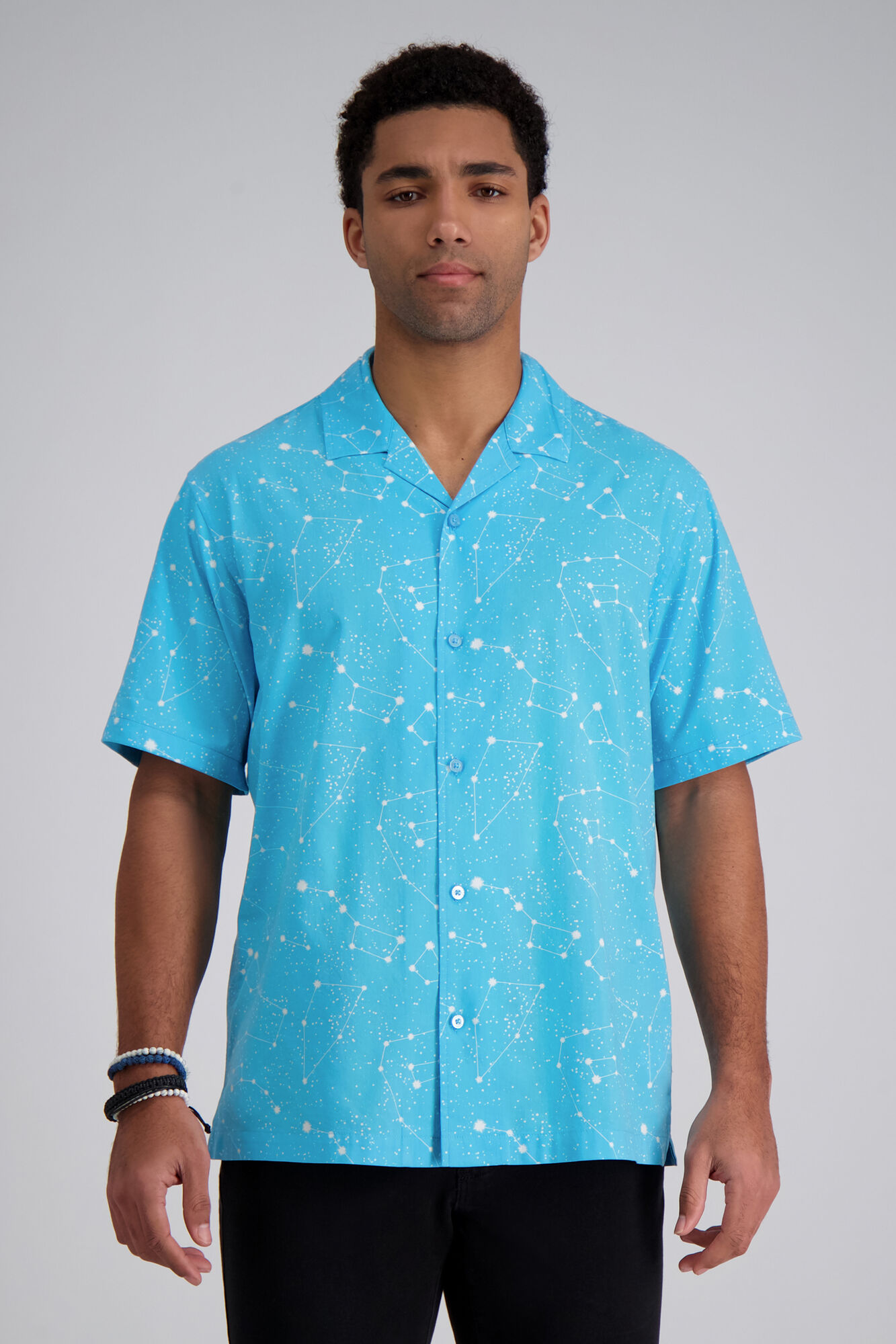 Haggar Short Sleeve Celestrial Camp Shirt Light Blue (HW00547 Clothing Shirts & Tops) photo