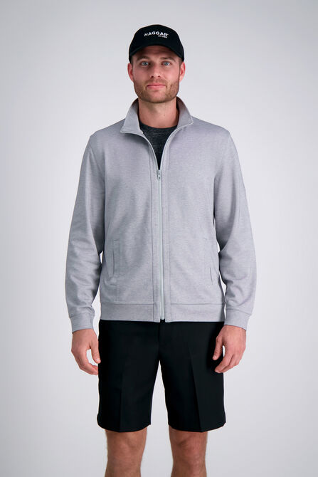 Full Zip Pique, Heather Grey view# 1