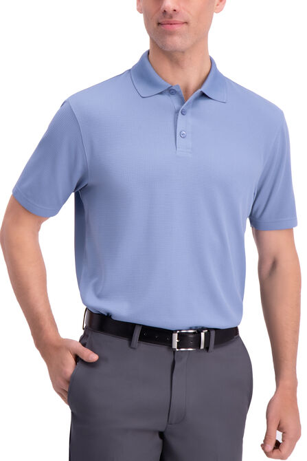 Waffle Texture Golf Polo, Black view# 3
