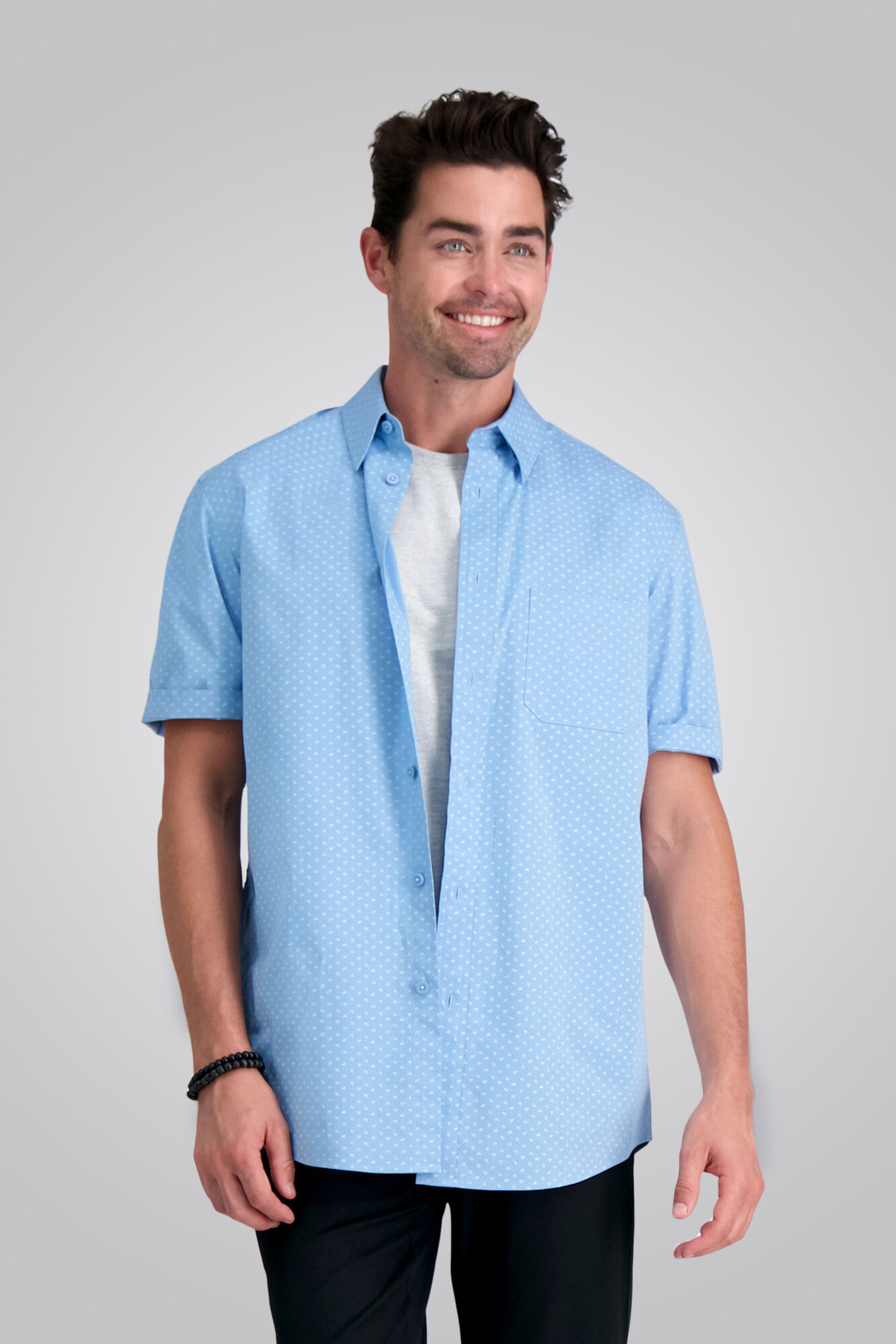 Haggar Poplin Button Down Shirt Light Blue (HW00482 Clothing Shirts & Tops) photo