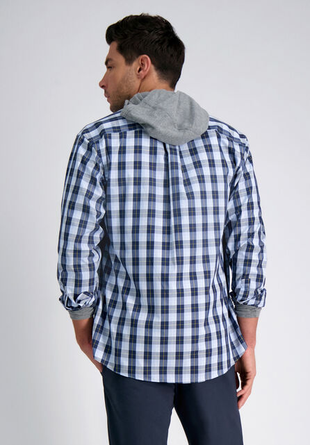 Long Sleeve Plaid Button Down Shirt, Navy