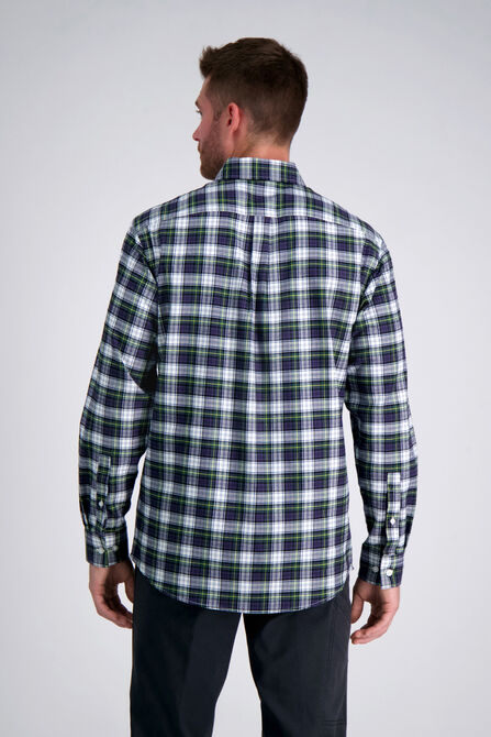 Long Sleeve Brushed Cotton Plaid Shirt, Dark Green view# 2