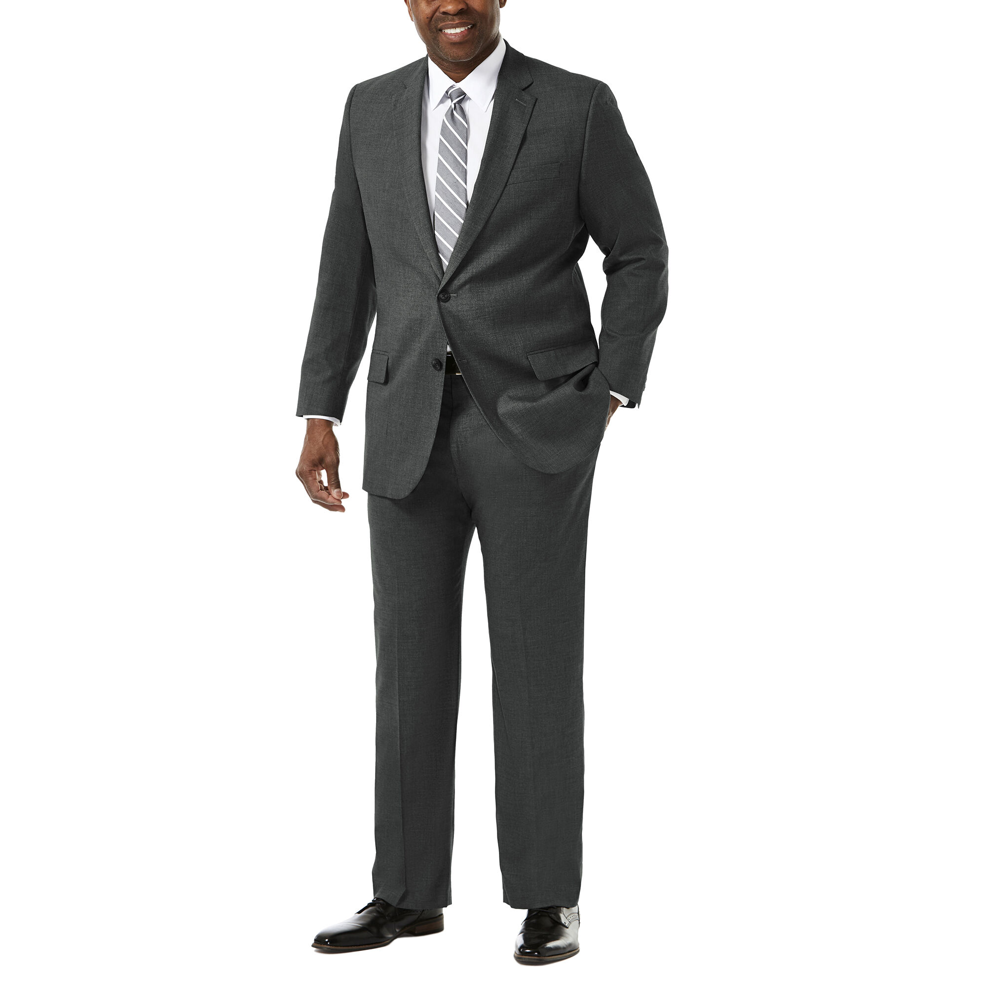 Haggar Men's Big & Tall Sharkskin Premium Classic-Fit Stretch Suit Separate Pant J.M 