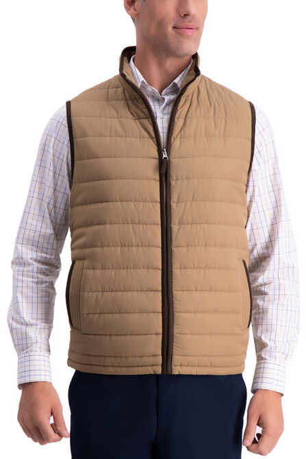 Channel Quilted Vest, Medium Beige view# 1