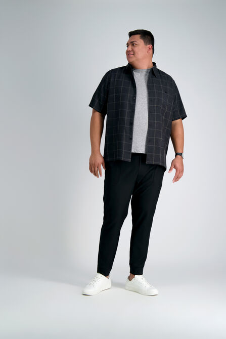 Big &amp; Tall Microfiber Plaid Shirt, Black view# 3