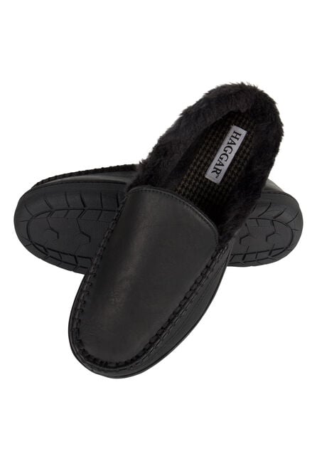 Smooth Venitian Slippers, Black