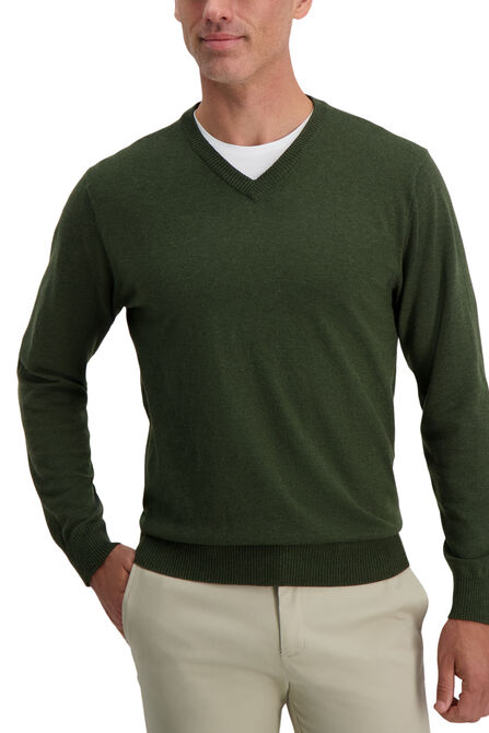 V-Neck Basic Sweater, Fern Heather view# 1