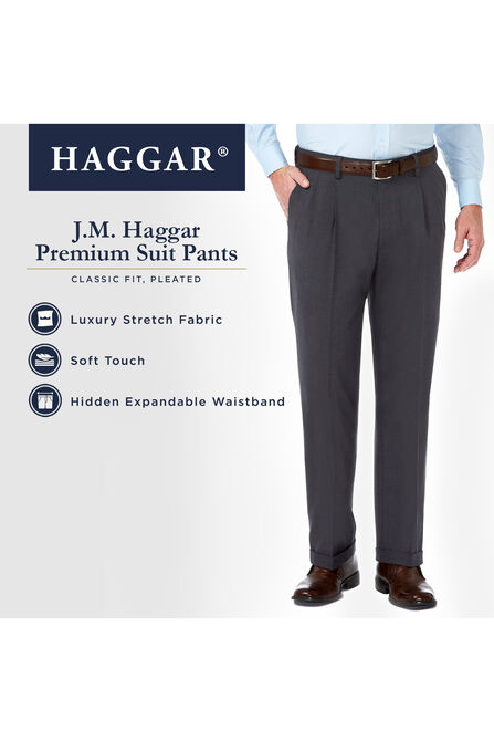 J.M. Haggar Premium Stretch Suit Pant - Pleated Front, Chocolate view# 4