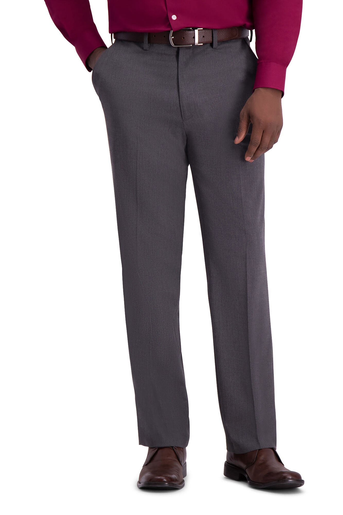 J.M. Haggar Premium Stretch Suit Pant -Diamond Weave Dark Grey (HY00158 Clothing Pants) photo