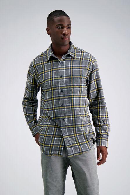 Long Sleeve Flannel Shirt, Yellow view# 1