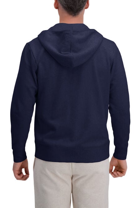 Full Zip Solid Fleece Hoodie Sweatshirt, Dark Navy view# 2