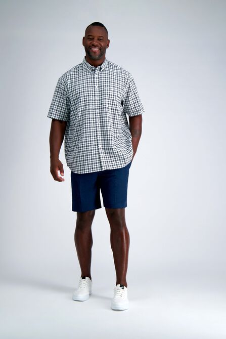 Big &amp; Tall Short Sleeve Button-Down Linen Shirt, White view# 3