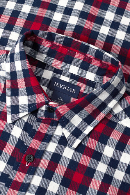 Long Sleeve Flannel Plaid Shirt, Red view# 4