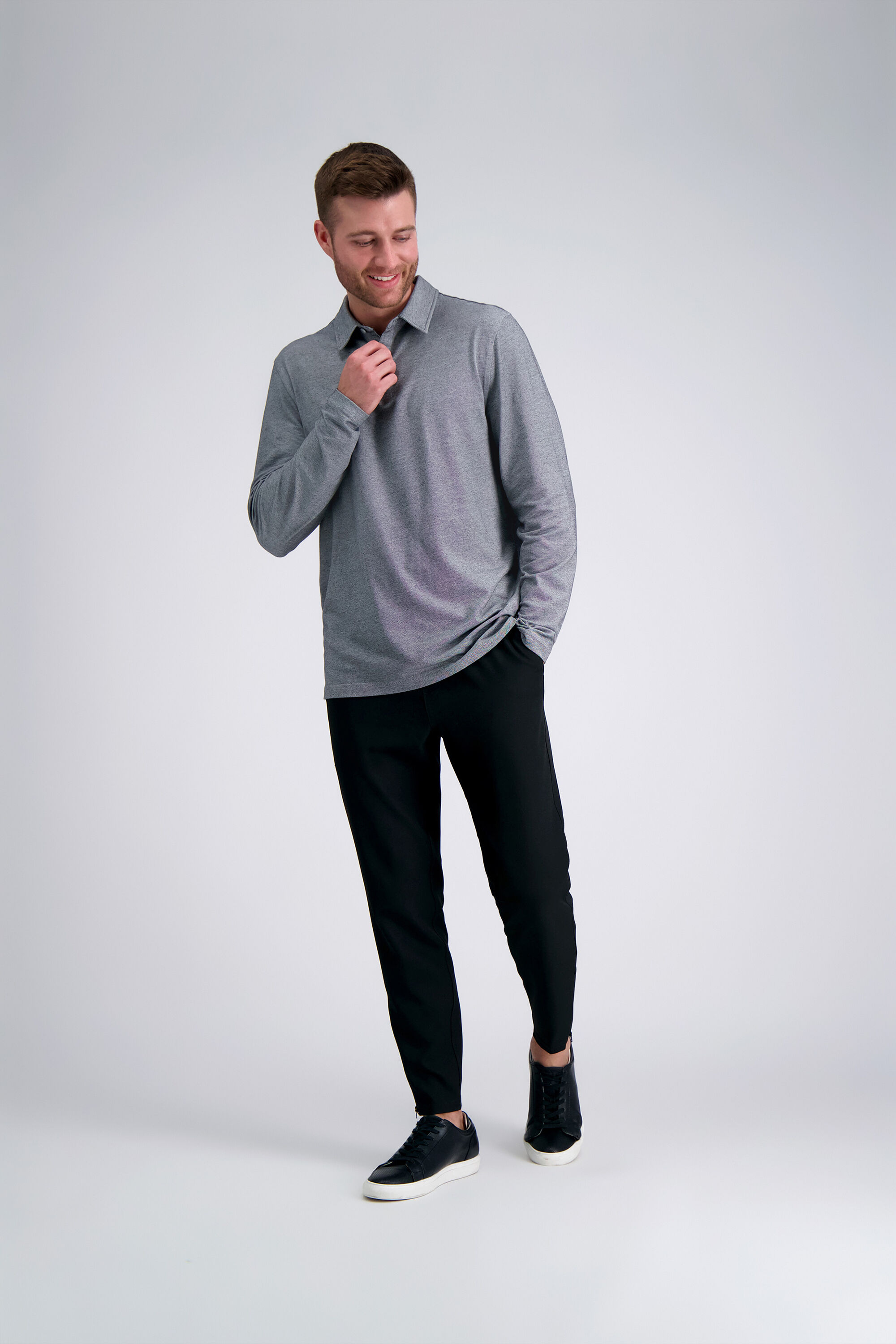 Long Sleeve 2 Color Pique Polo