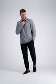 Long Sleeve 2-Color Pique Polo, Med Grey view# 3