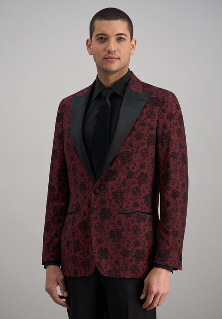 J.M. Haggar Floral Jacquard Sport Coat, Heather Burgundy