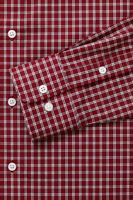 Premium Comfort Dress Shirt -  Dark Red Check,  view# 5