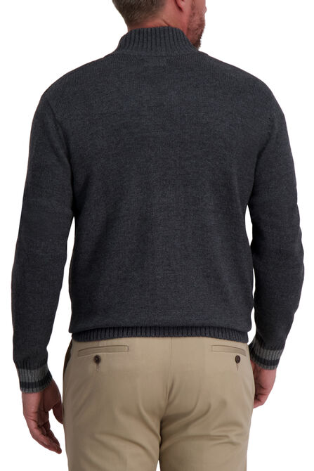 Full Zip Contrast Sweater, Navy Heather view# 2