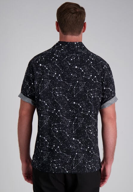 Short Sleeve Celestrial Camp Shirt, Black