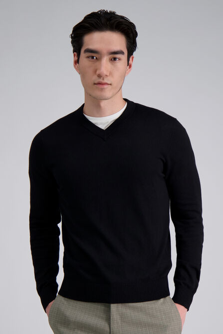 Long Sleeve V-Neck Sweater, Black view# 1