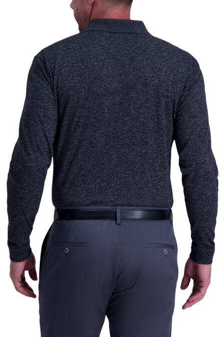 Solid Heather Long Sleeve Polo, Black view# 2