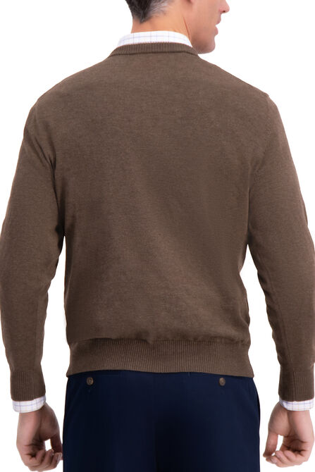 V-Neck Sweater, Dark Brown view# 2
