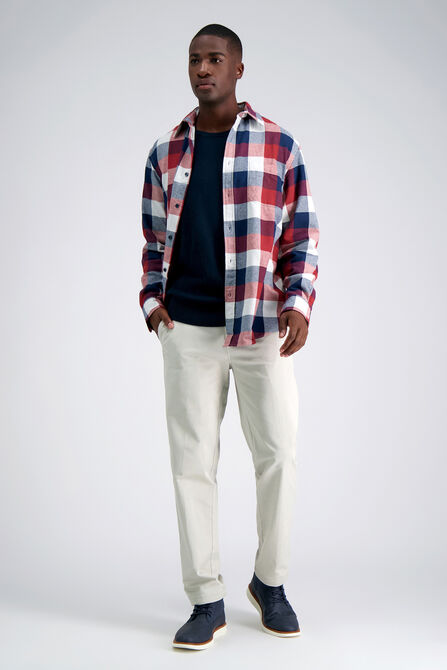 Long Sleeve Flannel Shirt, Red view# 3