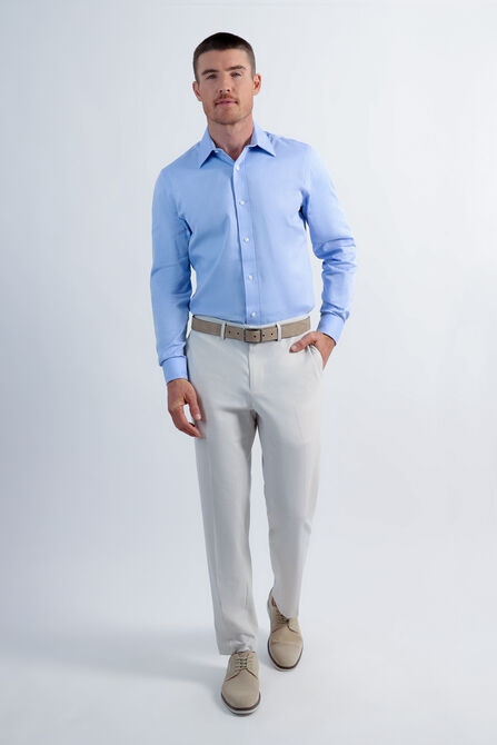 Premium Comfort Dress Shirt - Blue Herringbone, Blue view# 3