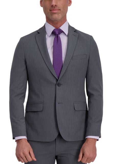 J.M. Haggar 4-Way Stretch Suit Jacket - Plain Weave, Heather Grey