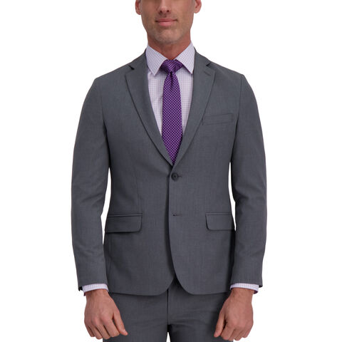 J.M. Haggar 4-Way Stretch Suit Jacket - Plain Weave, Heather Grey