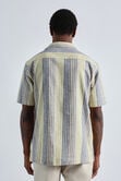 Short Sleeve Linen Stripe Camp Shirt, Yellow view# 2