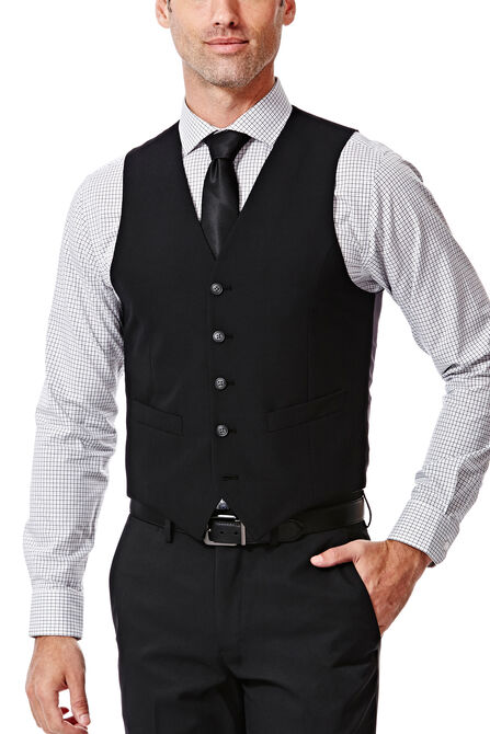 Plain Weave Suit Vest, Black view# 1