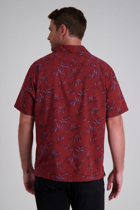 Short Sleeve Tropical Camp Shirt, Heather Burgundy view# 2