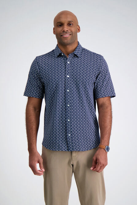 Pique Button Down Shirt - Geo Ditsy, DARK BLUE view# 1