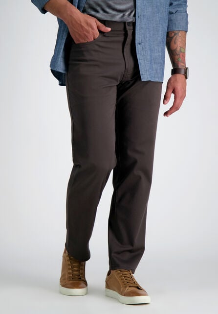 Iron Free Premium Solid 5-Pocket Pant, Burgundy