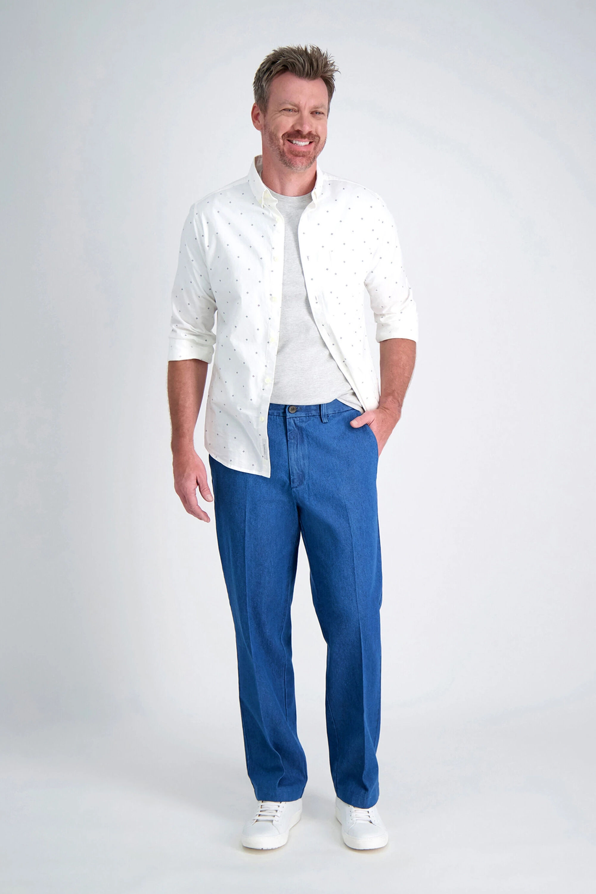 Haggar stretch denim pants sales