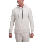 Pullover French Terry Fleece Hoodie Sweatshirt, Oatmeal view# 1