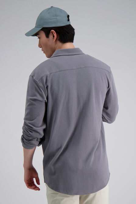 Long Sleeve Pique Shirt, Medium Grey view# 2