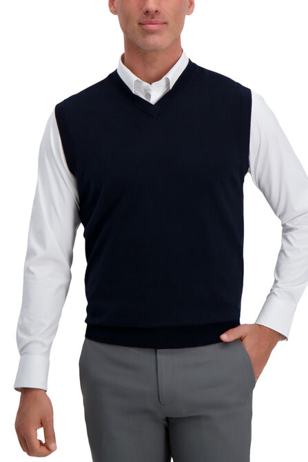 V-Neck Basic Sweater Vest, Navy view# 1