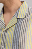 Short Sleeve Linen Stripe Camp Shirt, Yellow view# 2