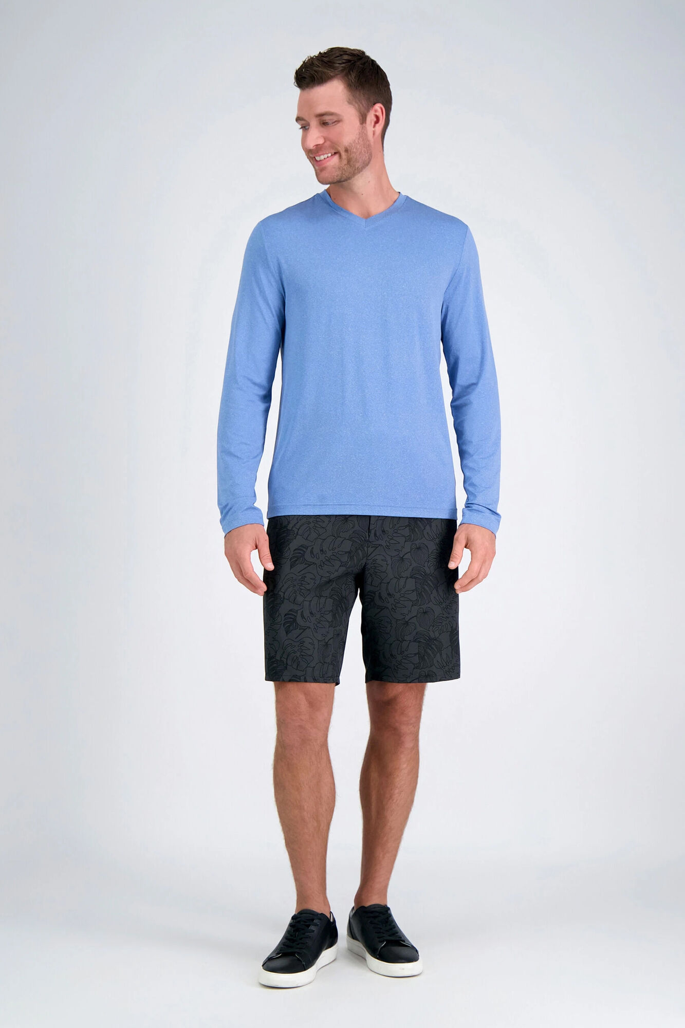 Haggar The Active Series Hybrid Palm Leaves Print Short Black (HS80033 Clothing Shorts) photo