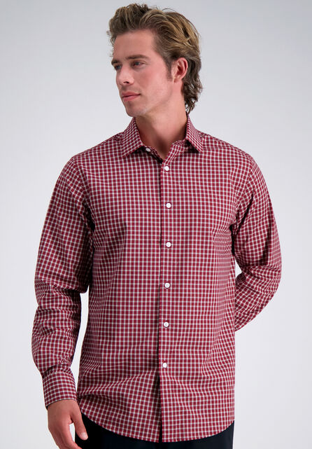 Premium Comfort Dress Shirt -  Dark Red Check, Red